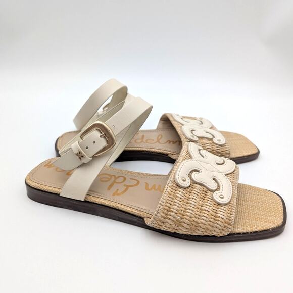 Sam Edelman Ilsie Logo Flat Sandals Women's Ivory/Natural Size US8M EU38.5 - Picture 3 of 10